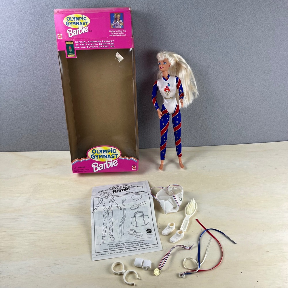 Vintage 1996 Olympic Gymnast Barbie Atlanta Games Mattel 15123 With Accessories